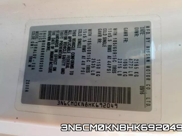 3N6CM0KN8HK692049 фото 2