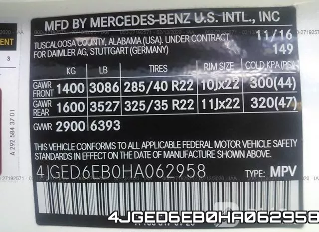 4JGED6EB0HA062958 фото 10