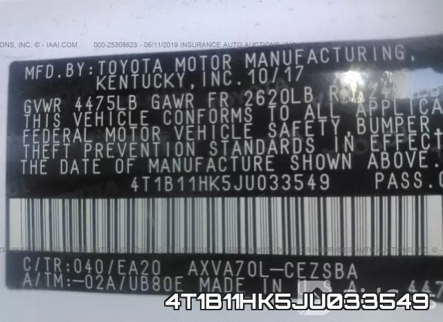 4T1B11HK5JU033549 фото 10