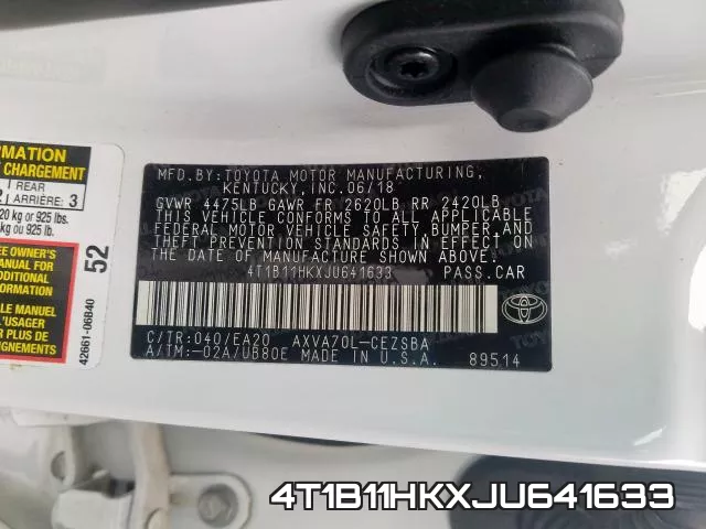 4T1B11HKXJU641633 фото 2