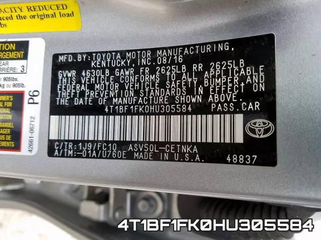 4T1BF1FK0HU305584 фото 2