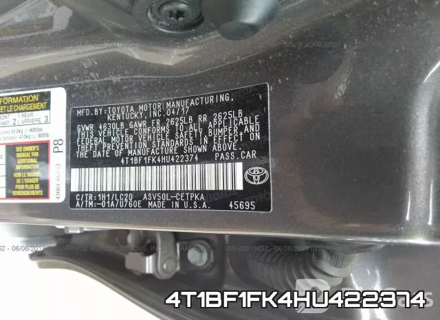 4T1BF1FK4HU422374 фото 10