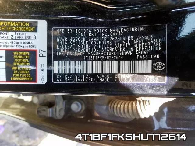 4T1BF1FK5HU772614 фото 2