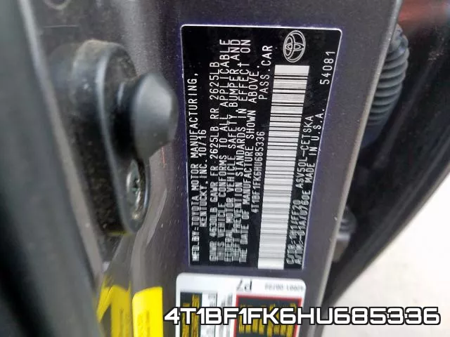 4T1BF1FK6HU685336 фото 2