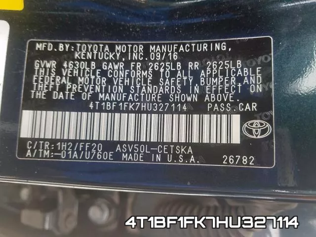 4T1BF1FK7HU327114 фото 2