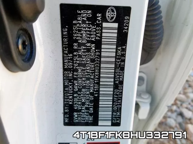 4T1BF1FK8HU332791 фото 2