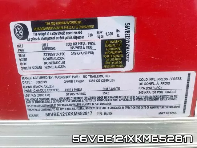 56VBE121XKM652817 фото 2