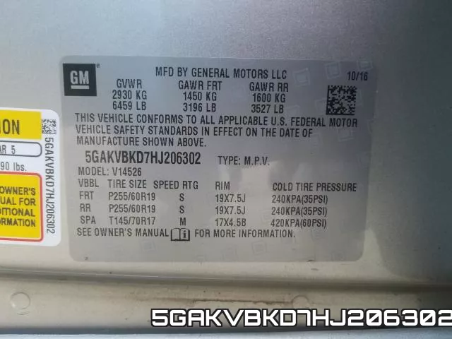 5GAKVBKD7HJ206302 фото 2
