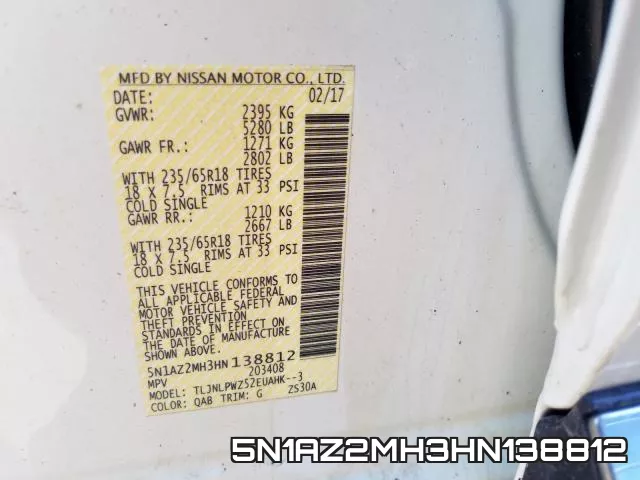 5N1AZ2MH3HN138812 фото 2