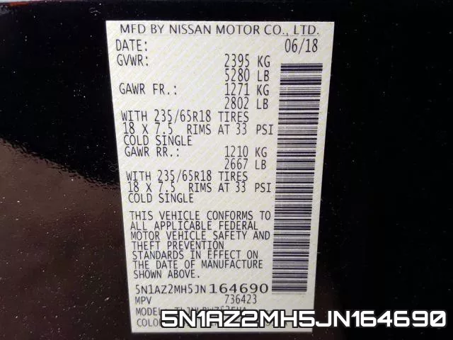 5N1AZ2MH5JN164690 фото 2