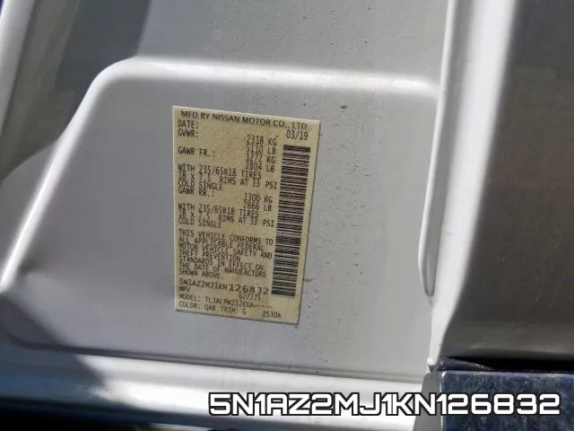 5N1AZ2MJ1KN126832 фото 2