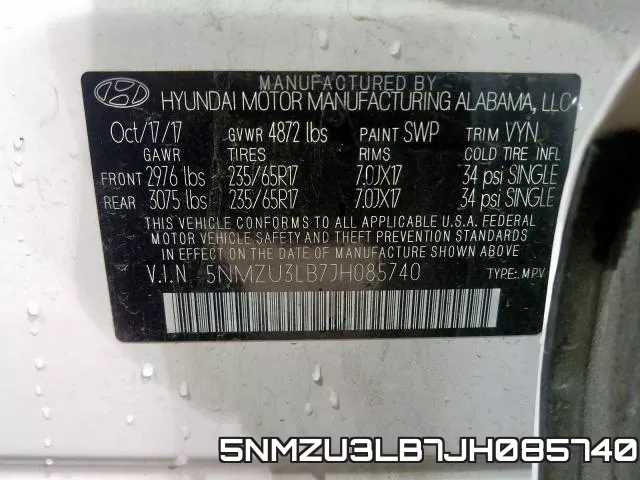 5NMZU3LB7JH085740 фото 2