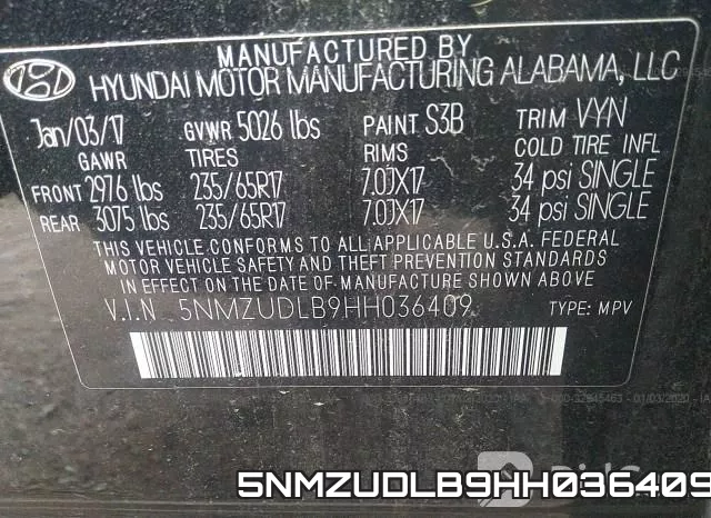 5NMZUDLB9HH036409 фото 9
