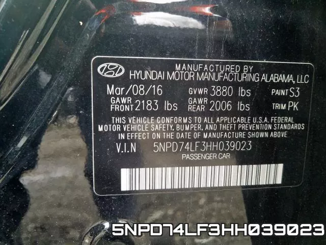 5NPD74LF3HH039023 фото 2
