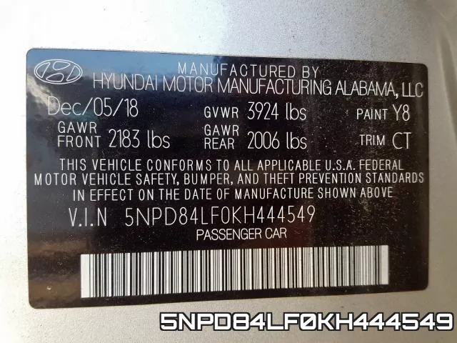 5NPD84LF0KH444549 фото 2