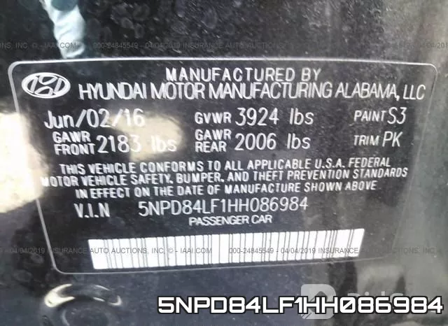 5NPD84LF1HH086984 фото 9
