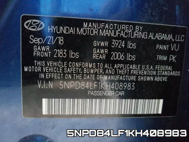5NPD84LF1KH408983 фото 2