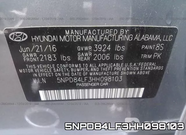 5NPD84LF3HH098103 фото 10
