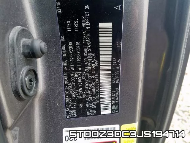 5TDDZ3DC3JS194714 фото 2