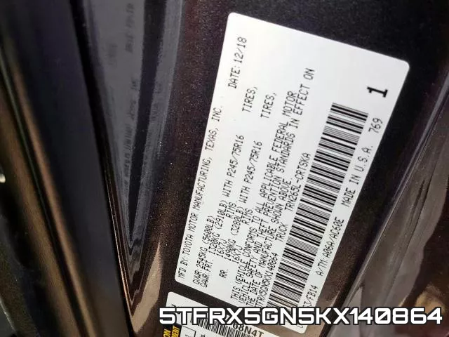 5TFRX5GN5KX140864 фото 2