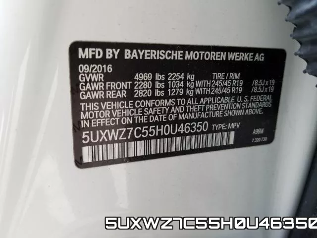 5UXWZ7C55H0U46350 фото 2