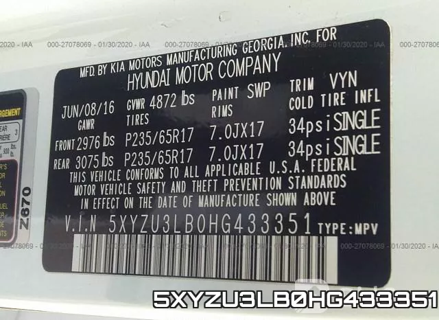 5XYZU3LB0HG433351 фото 10