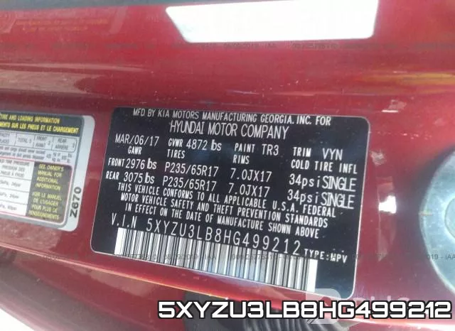 5XYZU3LB8HG499212 фото 10