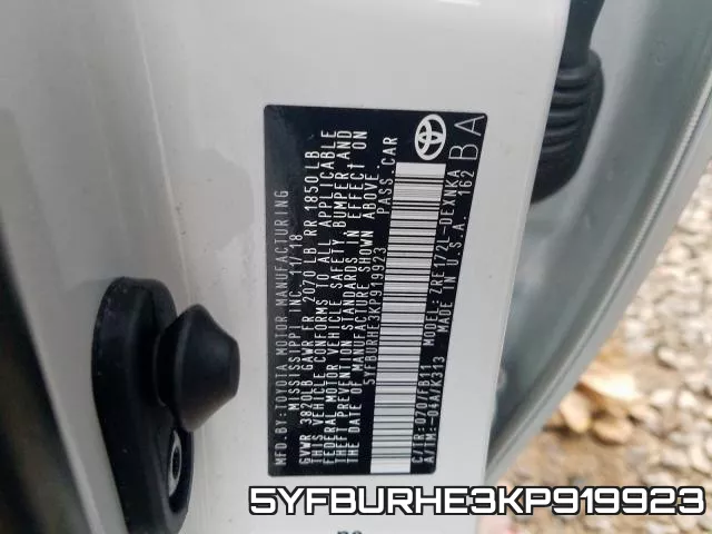 5YFBURHE3KP919923 фото 2