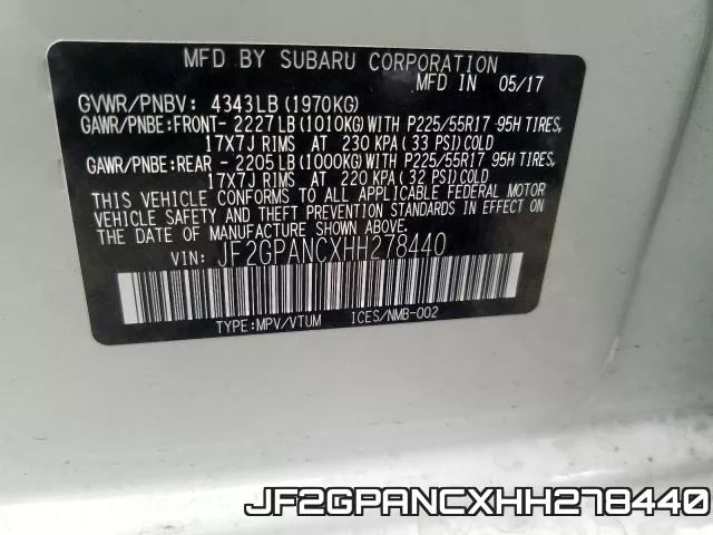 JF2GPANCXHH278440 фото 2