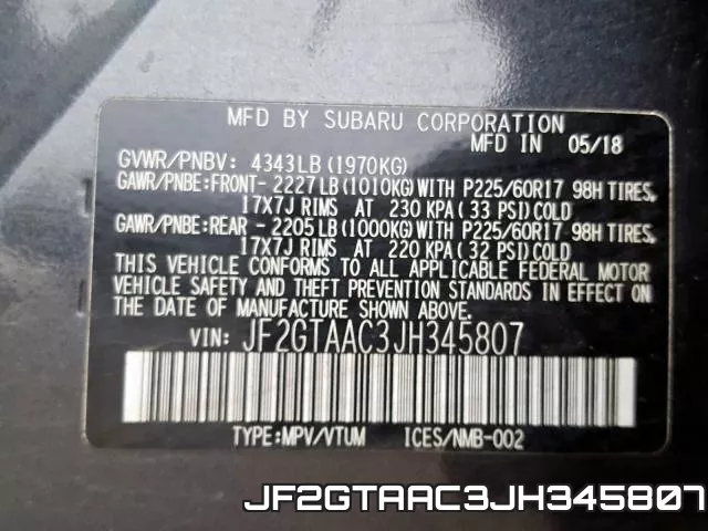 JF2GTAAC3JH345807 фото 2