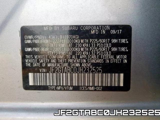 JF2GTABC0JH232525 фото 2