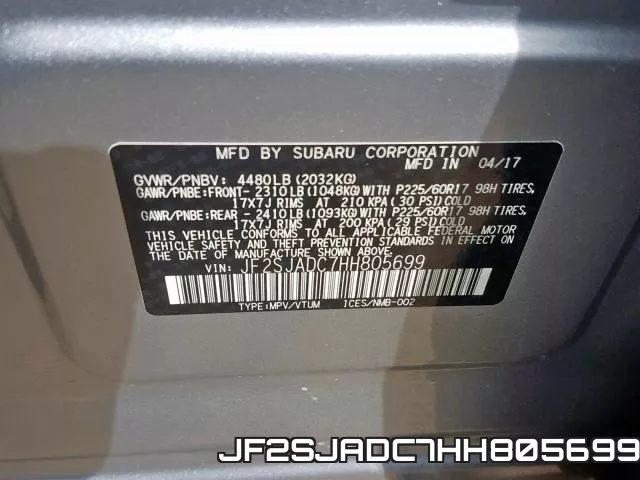 JF2SJADC7HH805699 фото 2
