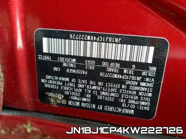 JN1BJ1CP4KW222726 фото 2