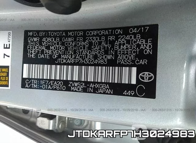 JTDKARFP7H3024983 фото 10