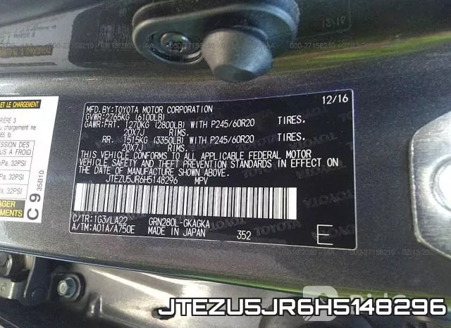 JTEZU5JR6H5148296 фото 10