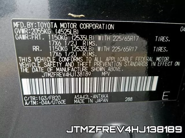 JTMZFREV4HJ138189 фото 2