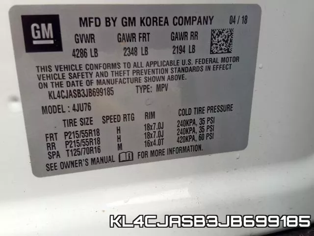 KL4CJASB3JB699185 фото 2