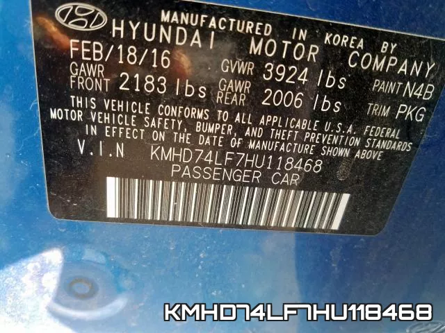 KMHD74LF7HU118468 фото 2