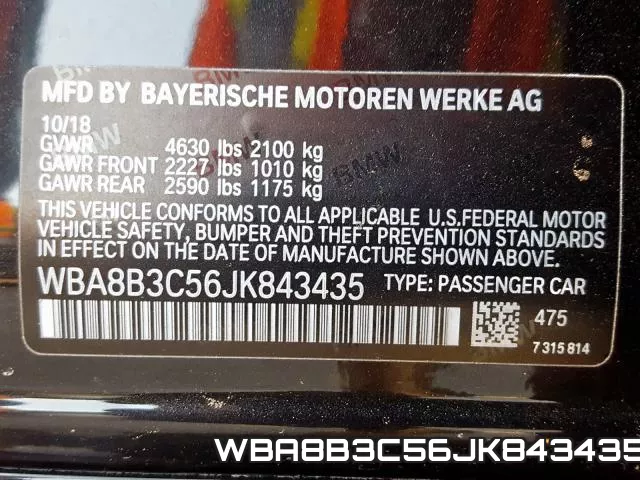 WBA8B3C56JK843435 фото 2