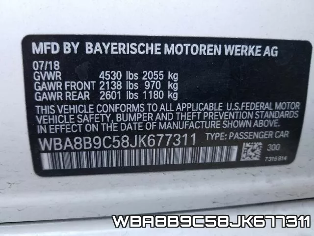 WBA8B9C58JK677311 фото 2