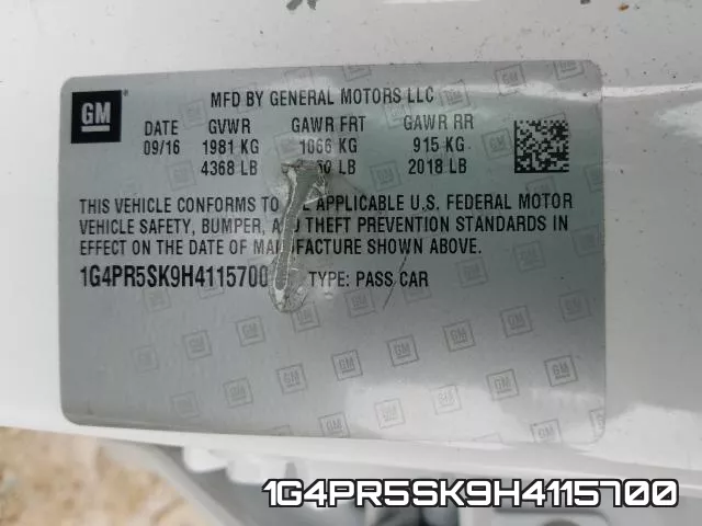 1G4PR5SK9H4115700 фото 2