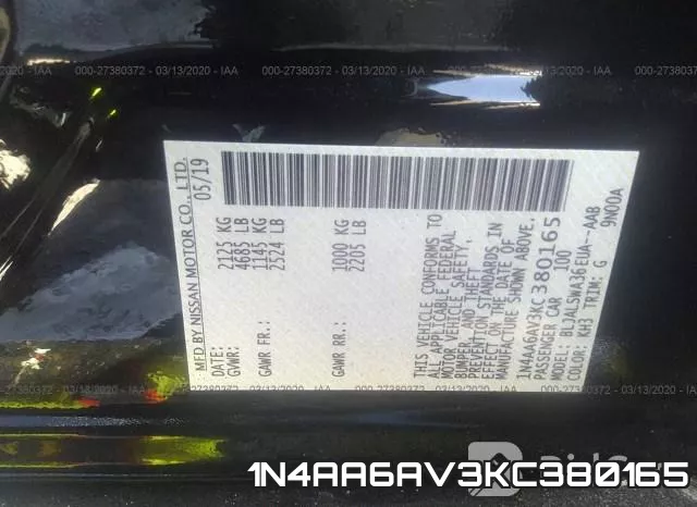 1N4AA6AV3KC380165 фото 10