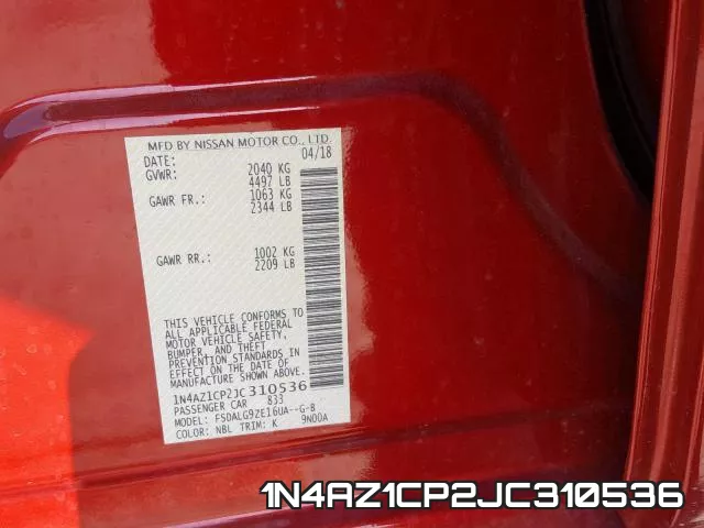 1N4AZ1CP2JC310536 фото 2