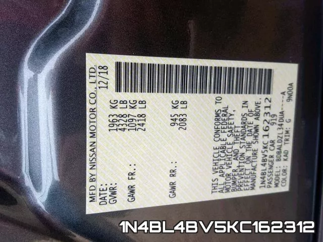 1N4BL4BV5KC162312 фото 2