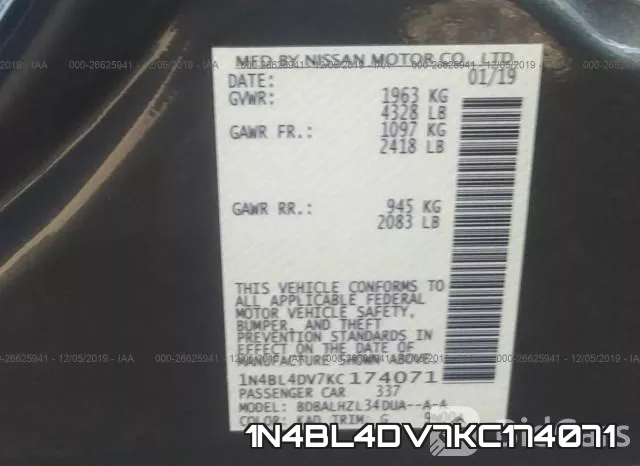 1N4BL4DV7KC174071 фото 10