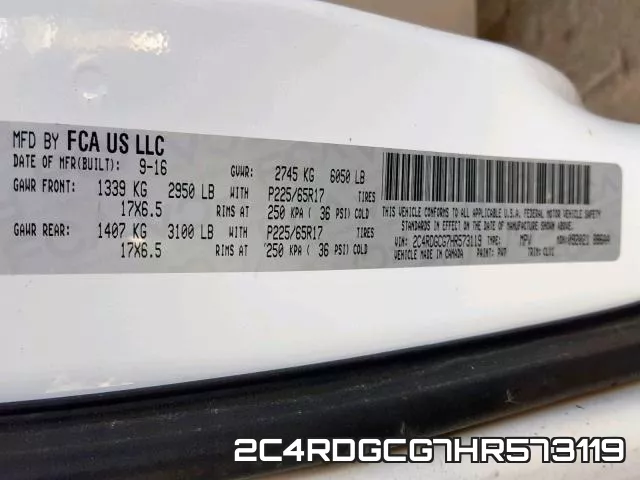 2C4RDGCG7HR573119 фото 2