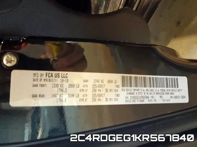 2C4RDGEG1KR567840 фото 2