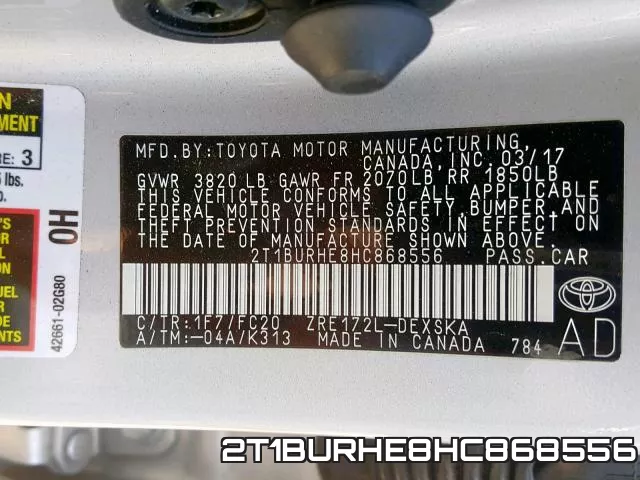 2T1BURHE8HC868556 фото 2