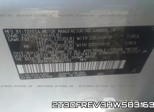 2T3DFREV3HW583163 фото 10