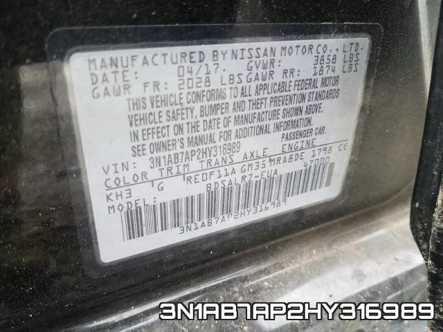 3N1AB7AP2HY316989 фото 2